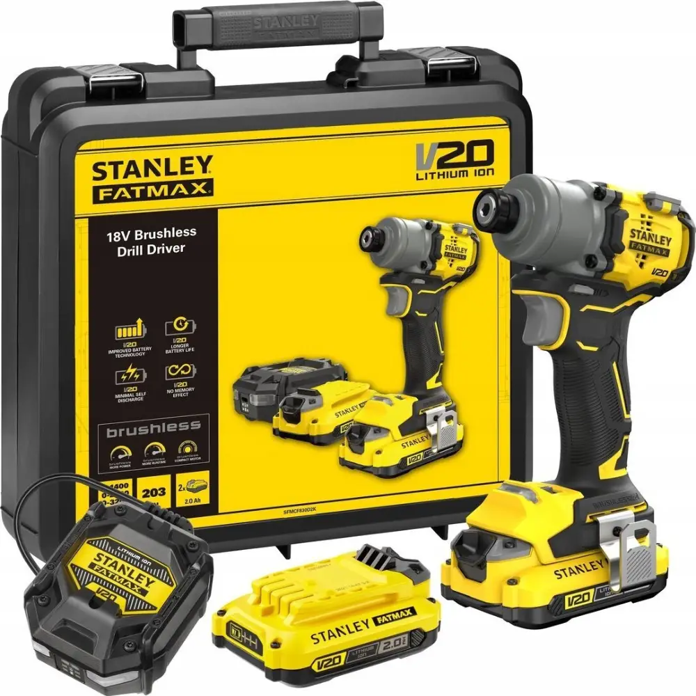 Atornillador de impacto Stanley V20 de 18 V y 2 baterías de 2 Ah - Atornillador de impacto Stanley V20 de 18 V y 2 baterías de 2 Ah