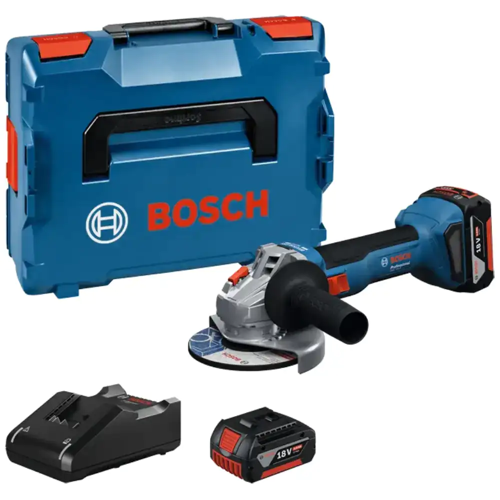 Bosch GWS 18V-8 Cordless Angle Grinder + 2 x 5Ah Batteries + Carrying Case - Bosch GWS 18V-8 Cordless Angle Grinder + 2 x 5Ah Batteries + Carrying Case