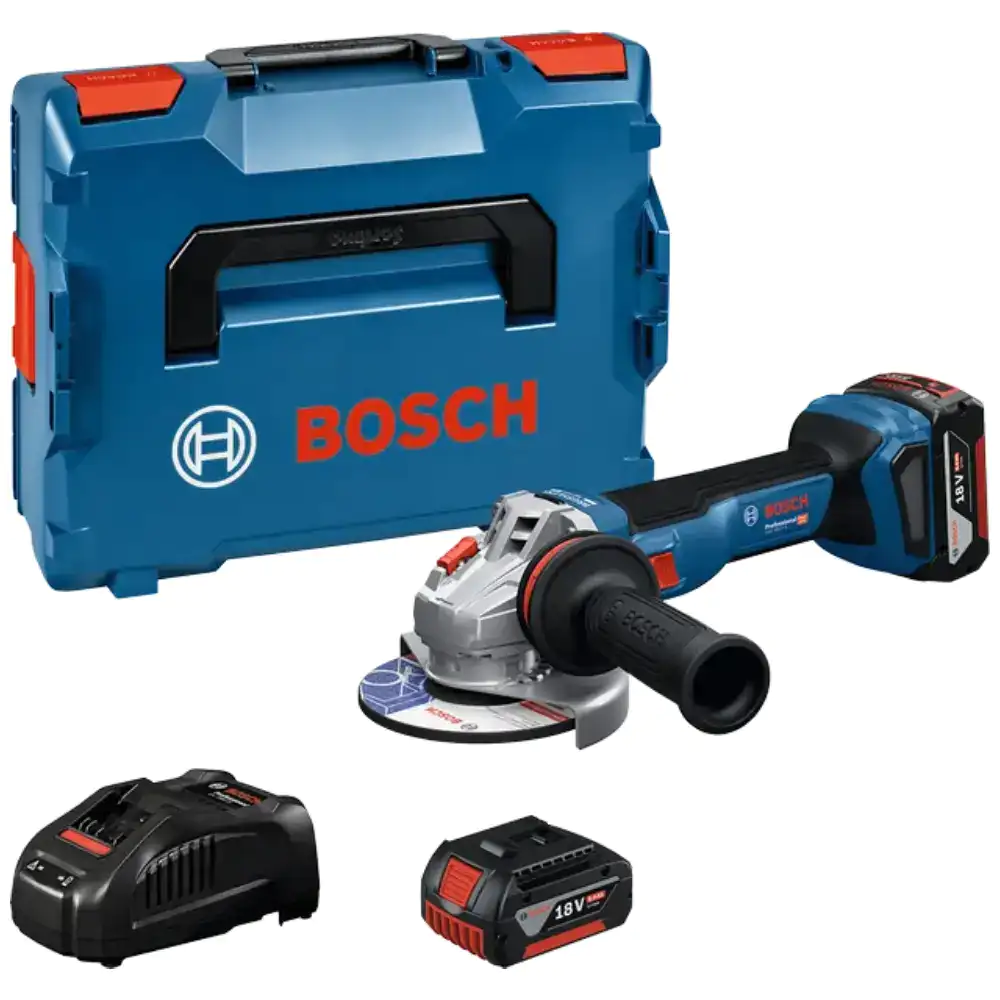 Bosch GWS 18V-11 S Angle Grinder + 2 x 5 Ah Batteries + Carrying Case - Bosch GWS 18V-11 S Angle Grinder + 2 x 5Ah Batteries + Carrying Case