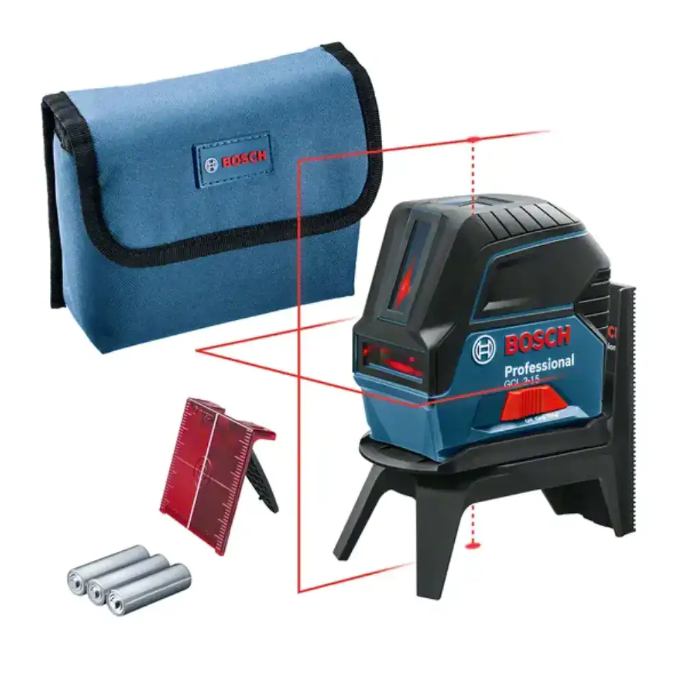 Nível Laser Combinado Bosch GCL 2-15 + Suporte Rotativo + Bolsa de Transporte - Nível Laser Combinado Bosch GCL 2-15 + Suporte Rotativo + Bolsa de Transporte