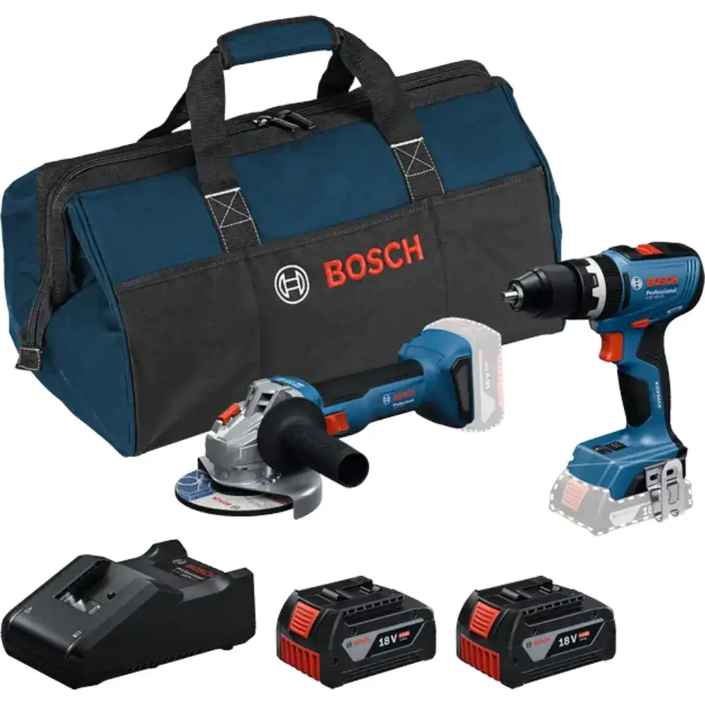 Kit Bosch - Berbequim GSB 18V-65 + Rebarbadora GWS 18V-8 + 2 Baterias 4Ah + Carregador + Saco  - Kit Bosch - Berbequim + Rebarbadora + 2 Baterias 4Ah + Carregador + Saco de Transporte