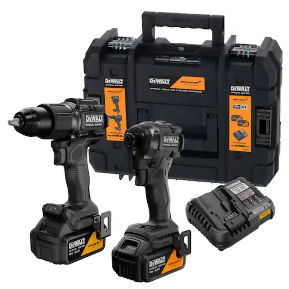 Kit XR 18V DeWalt x McLaren - Berbequim Percussão + Aparafusadora de Impacto DCK2222MP2T - Kit XR 18V DeWalt x McLaren - Berbequim Percussão + Aparafusadora de Impacto DCK2222MP2T