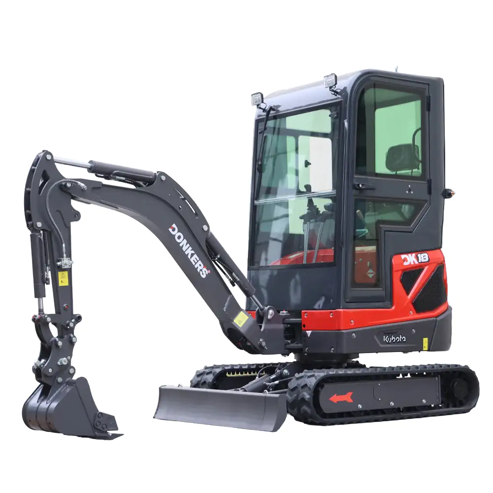 Mini Giratória Donker´s DK18-2 Premium c/ Cabine, 2 Velocidades, Joysticks e Motor Kubota 14 HP - Mini Giratória Donker´s DK18-2 Premium