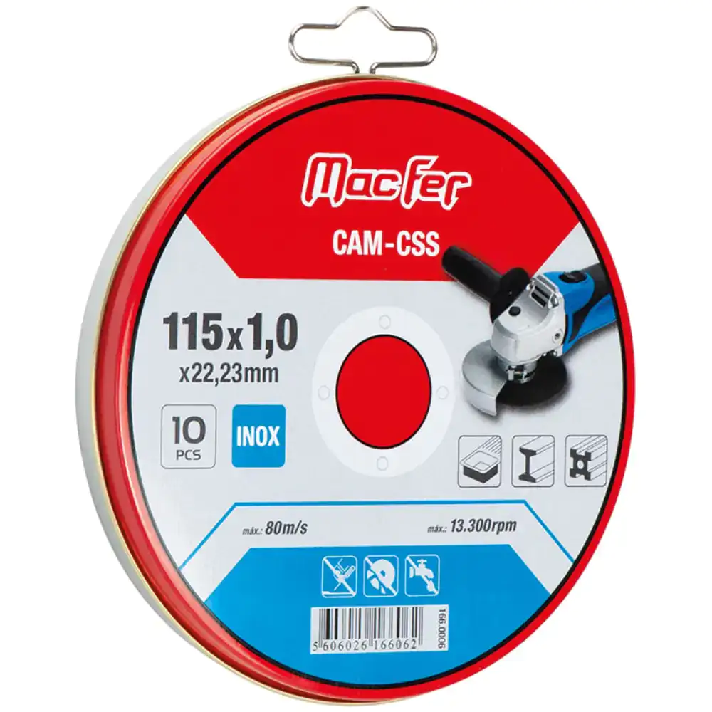 Paquete de discos abrasivos de acero inoxidable MacFer de 115x1x22,23 mm (10 unidades) - Paquete de discos abrasivos de acero inoxidable MacFer de 115x1x22,23 mm (10 unidades)
