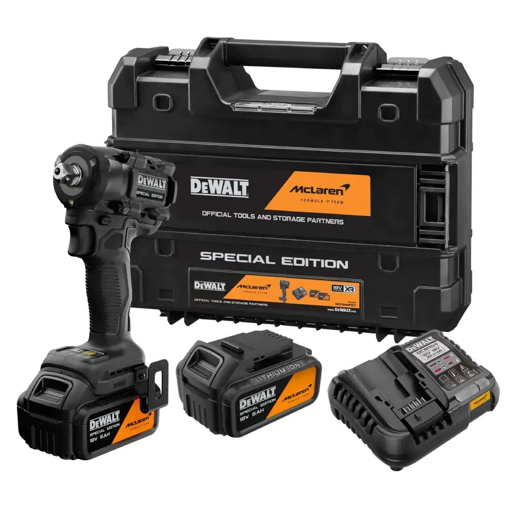 Chave de Impacto XR 18V DeWalt x McLaren + 2 Baterias 5Ah + Carregador + Mala TSTAK - Chave de Impacto XR 18V DeWalt x McLaren + 2 Baterias 5Ah + Carregador + Mala TSTAK