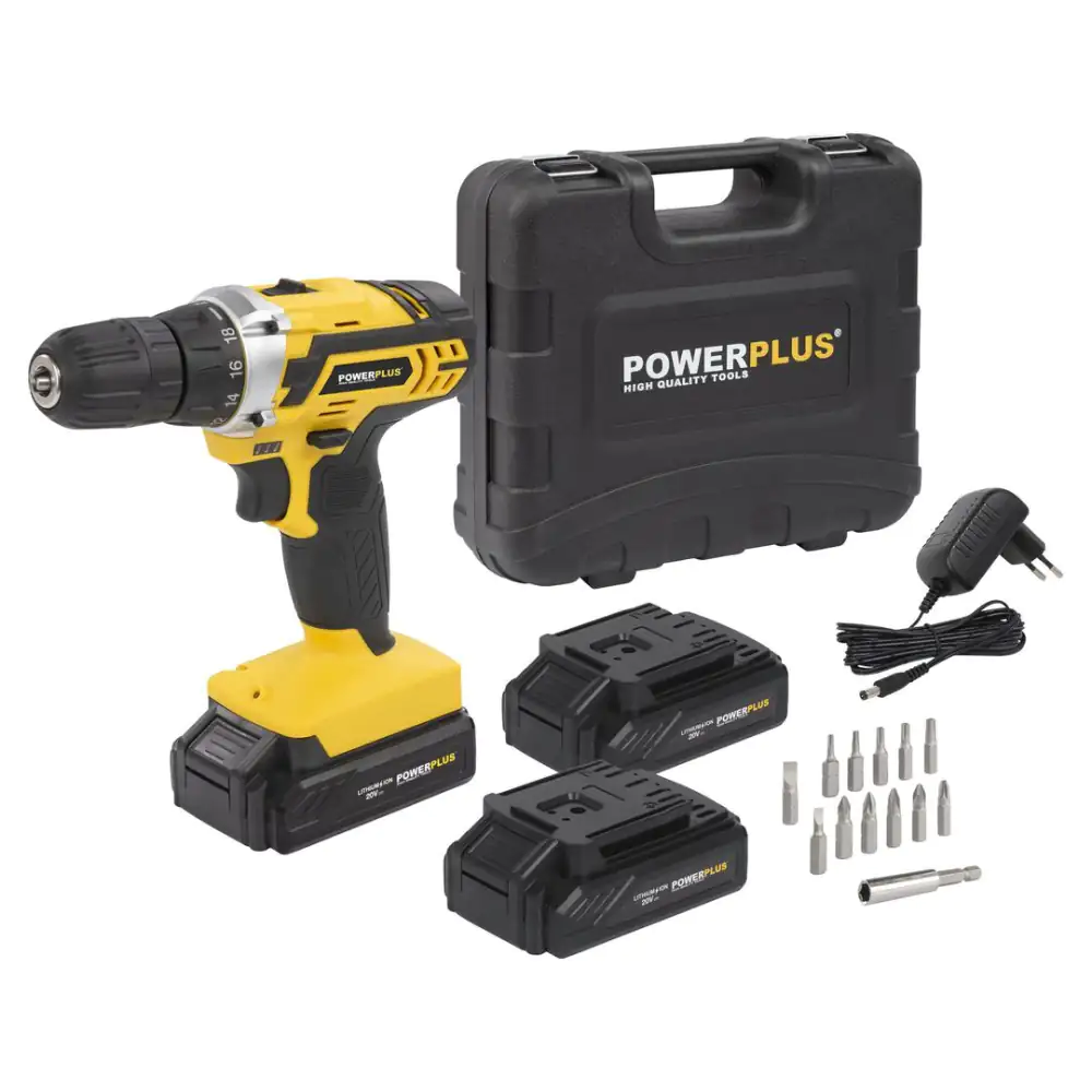 Powerplus 20V Cordless Drill with 3 Batteries and Charger
