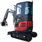 Miniexcavadora Donker DK20 Pro con cabina, 18 CV, 2 velocidades y joysticks.